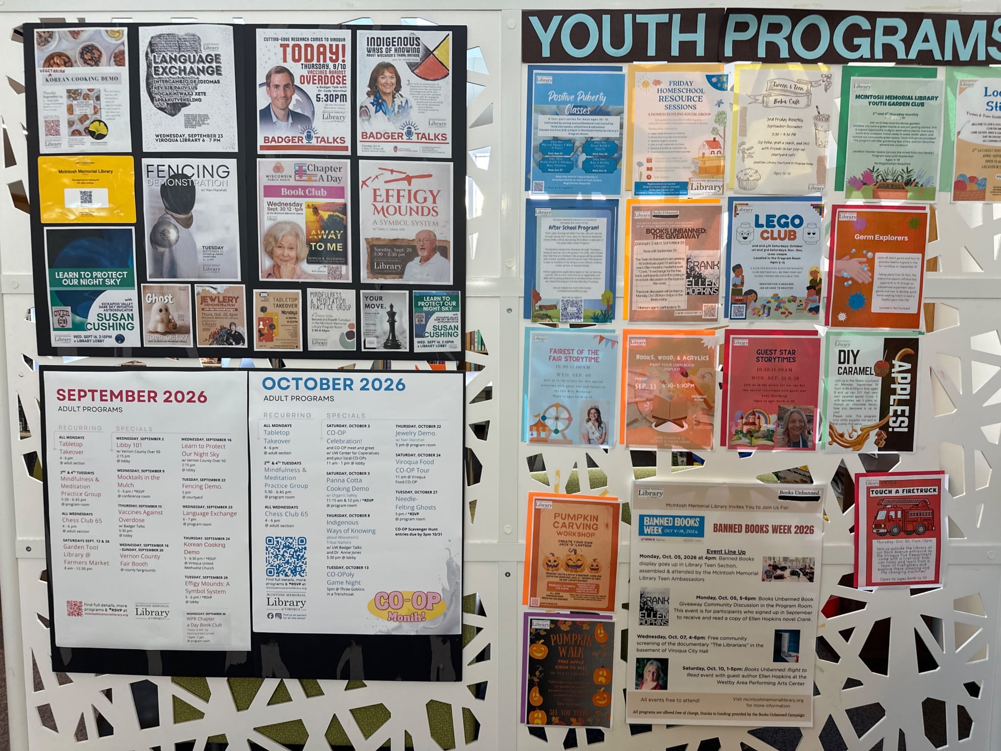 McIntosh Memorial Library bulletin board