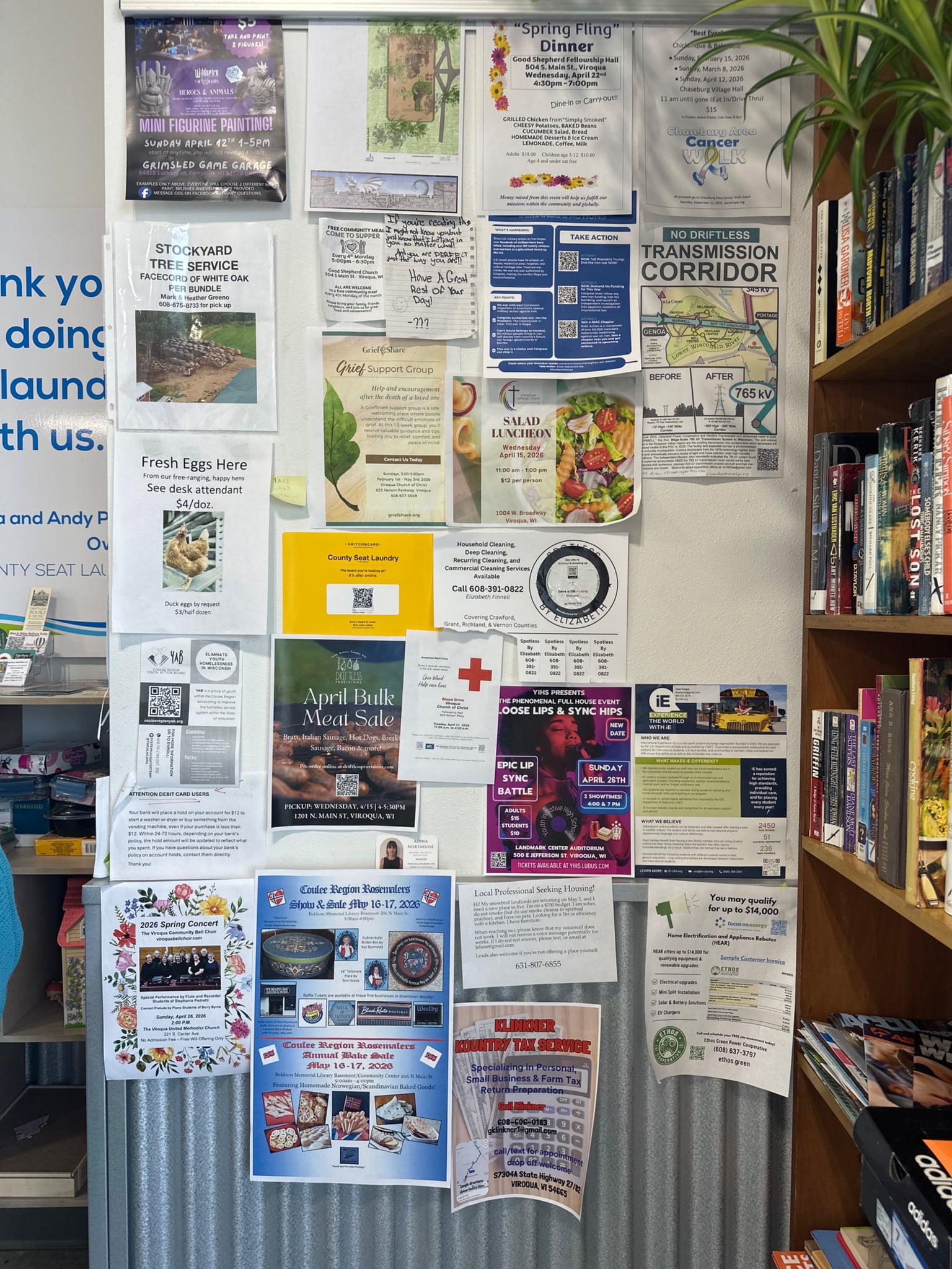 County Seat Laundry bulletin board